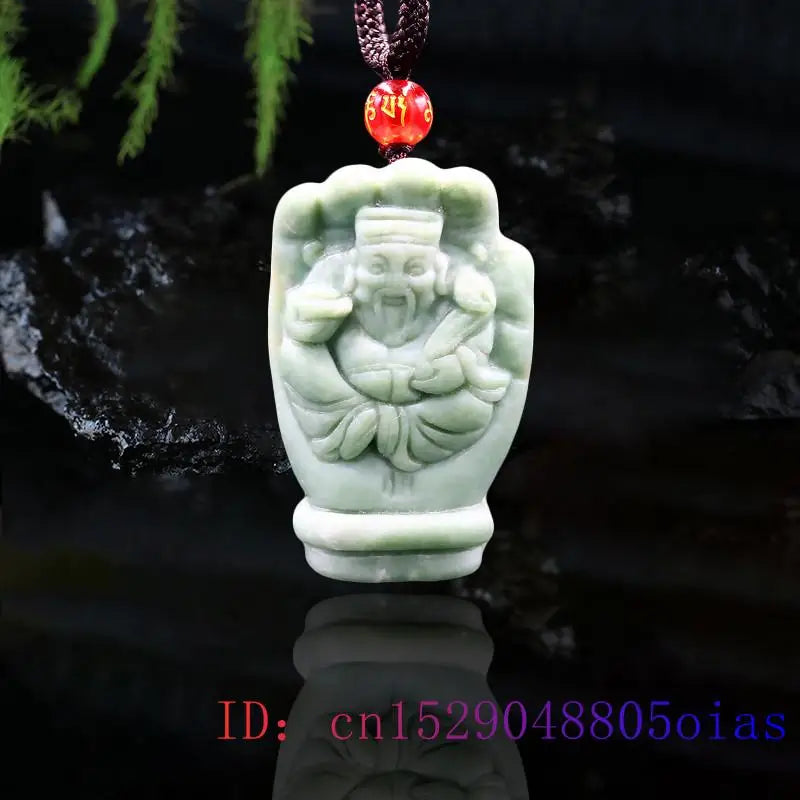 Jade God of Wealth Pendant Necklace Women Charm Natural Amulet Chinese Jewelry