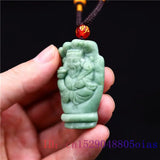 Jade God of Wealth Pendant Necklace Women Charm Natural Amulet Chinese Jewelry