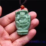 Jade God of Wealth Pendant Necklace Women Charm Natural Amulet Chinese Jewelry