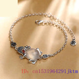Men's 925 Silver Chalcedony Golden Frog Bracelets