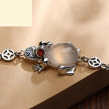 Men's 925 Silver Chalcedony Golden Frog Bracelets