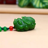 Jade Golden Frog Pendant Green Jewelry Charms Gemstone Necklaces