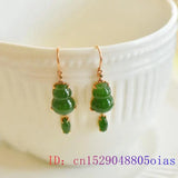 925 Silver Jade Gourd Earrings Amulets Natural Gemstone Energy Jewelry