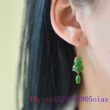 925 Silver Jade Gourd Earrings Amulets Natural Gemstone Energy Jewelry