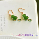 925 Silver Jade Gourd Earrings Amulets Natural Gemstone Energy Jewelry
