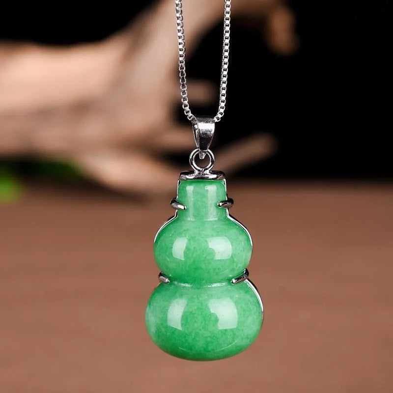 Jade Gourd Necklace Pendant Jadeite Natural Amulet Green Talismans Jewelry
