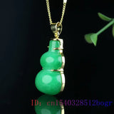 Jade Gourd Necklace Pendant Jadeite Natural Amulet Green Talismans Jewelry