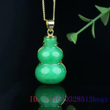 Jade Gourd Necklace Pendant Jadeite Natural Amulet Green Talismans Jewelry