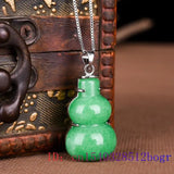 Jade Gourd Necklace Pendant Jadeite Natural Amulet Green Talismans Jewelry