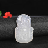 Jade Guangong Pendant Charm Necklace Green Chalcedony