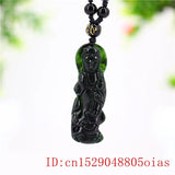 Natural Green Jade Guanyin Pendant Necklace Chinese Amulet