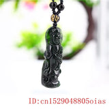 Natural Green Jade Guanyin Pendant Necklace Chinese Amulet