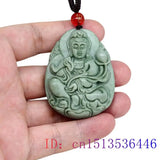 Jade Guanyin Pendant Men Natural Green Amulet Necklace Ch...