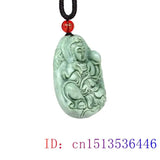 Jade Guanyin Pendant Men Natural Green Amulet Necklace Ch...