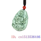 Jade Guanyin Pendant Men Natural Green Amulet Necklace Ch...