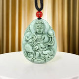 Jade Guanyin Pendant Men Natural Green Amulet Necklace Ch...