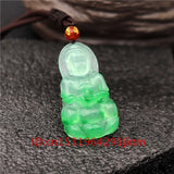 Green Jade Guayan Pendant Necklace Chinese Jewelry Amulet Hand Carved Jadeite