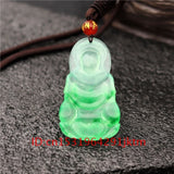 Green Jade Guayan Pendant Necklace Chinese Jewelry Amulet Hand Carved Jadeite