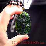 Green Jade Guanyin Pendant Necklace Chinese Amulet Carved Green Charm