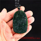 Green Jade Guanyin Pendant Necklace Chinese Amulet Carved Green Charm