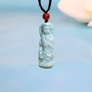 Green Jade Guanyin Pendant Necklace Chinese Jewelry for Women