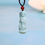 Green Jade Guanyin Pendant Necklace Chinese Jewelry for Women