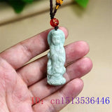 Green Jade Guanyin Pendant Necklace Chinese Jewelry for Women