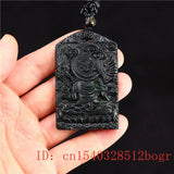 Green Jade Guanyin Pendant Necklace Buddha Amulet Chinese Charm