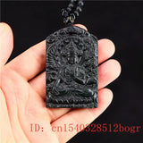 Green Jade Guanyin Pendant Necklace Buddha Amulet Chinese Charm