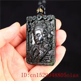 Jade Guanyin Pendant Necklace Chinese Charm Amulet Green Natural