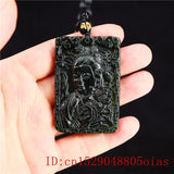 Jade Guanyin Pendant Necklace Chinese Charm Amulet Green Natural