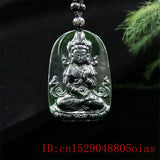 Jade Guanyin Pendant Necklace Green Amulet Charm Chinese