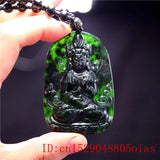 Jade Guanyin Pendant Necklace Green Amulet Charm Chinese