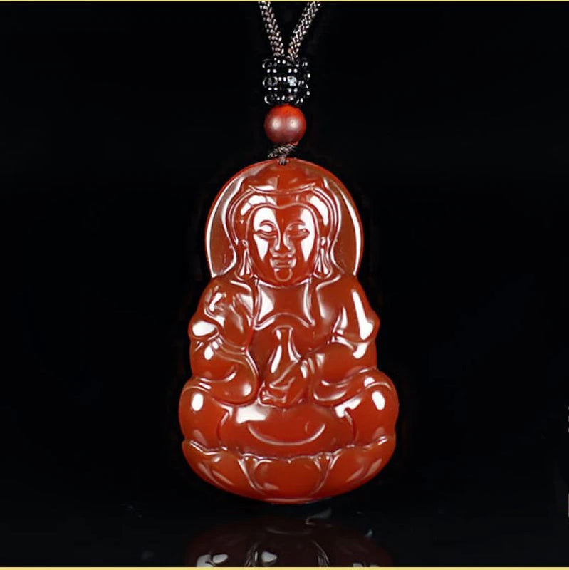 Jade Guanyin Pendant Bodhisattva Jade Necklace Peace Protection