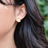 Natural Hetian Jade Hare Rabbit Stud Earrings 925 Sterling Silver