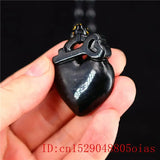 Jade Heart Pendant Necklace Chinese Carved Charm Amulet Green Jewellery