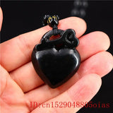 Jade Heart Pendant Necklace Chinese Carved Charm Amulet Green Jewellery