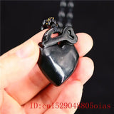 Jade Heart Pendant Necklace Chinese Carved Charm Amulet Green Jewellery