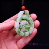 Jade Hexagonal Flower Pendant Double Sided Carved Charm Green Necklace