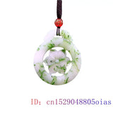 Jade Hexagonal Flower Pendant Double Sided Carved Charm Green Necklace