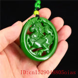 Double Sided Jade Horse Pendant Natural Jewelry Amulet Necklace Charm Chinese