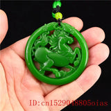 Double Sided Jade Horse Pendant Natural Jewelry Amulet Necklace Charm Chinese
