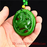 Double Sided Jade Horse Pendant Natural Jewelry Amulet Necklace Charm Chinese