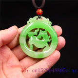 Double Sided Jade Horse Pendant Green Charm Necklace Chinese Jadeite Amulet