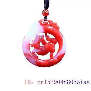 Jade Horse Pendant Jadeite Double sided Charm Natural Carved Jewelry Gemstone