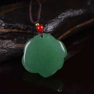 Jade Rose Flower Charm Pendant Necklace with Braided Rope