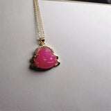 Jade Buddha Pendant Charm Necklace 18K Plated Chain