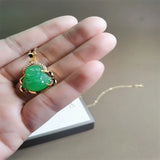 Jade Buddha Pendant Charm Necklace 18K Plated Chain