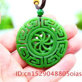 Jade Kaleidoscope Pendant Necklace Amulet Charm Natural Carved Jewelry
