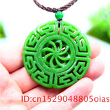 Jade Kaleidoscope Pendant Necklace Amulet Charm Natural Carved Jewelry